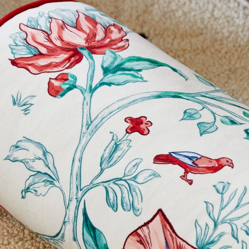 French Elegance Armrest Bolster Pillow Cover with Floral Patterns