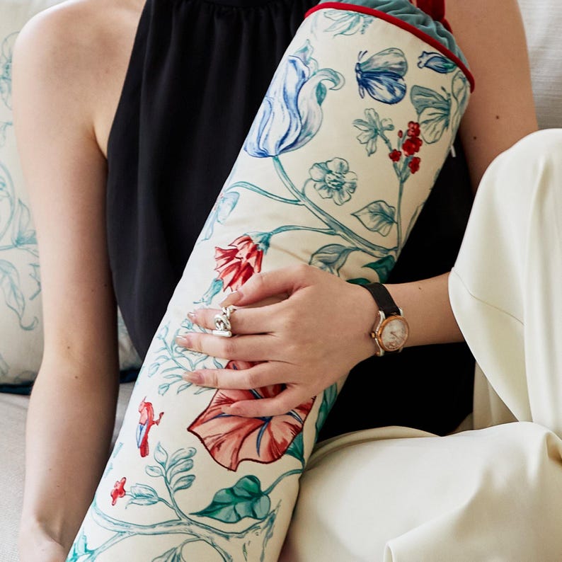 French Elegance Armrest Bolster Pillow Cover with Floral Patterns
