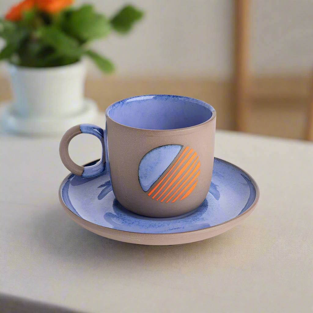 Artisanal Pottery Turkish Coffee Cup (with Saucer)