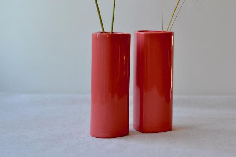 Set Of 2 Pink Heart Vases | Ikebana Vases