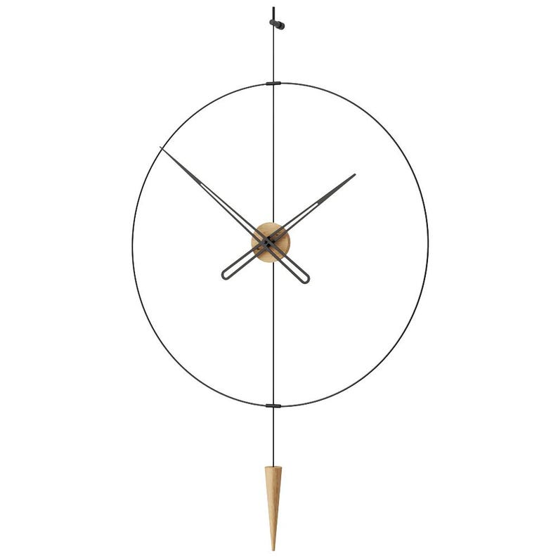 Large Modern Wall Clock - (Walnut/Black)