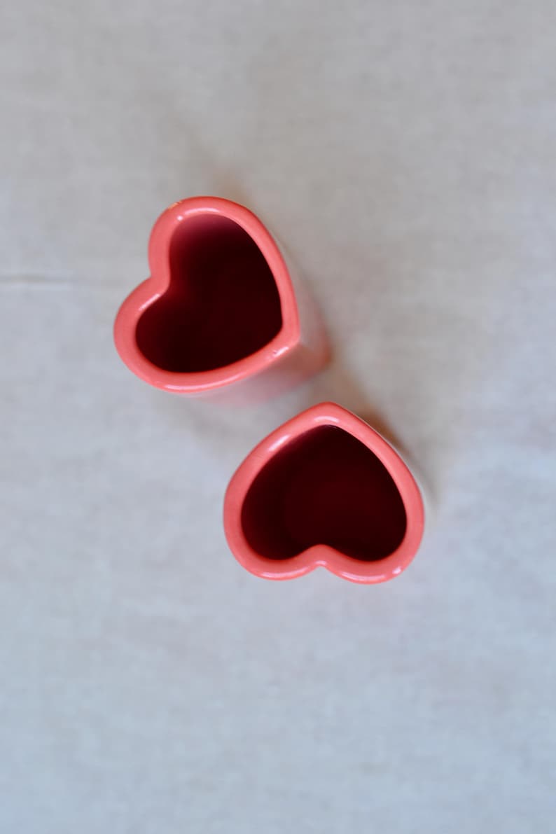 Set Of 2 Pink Heart Vases | Ikebana Vases