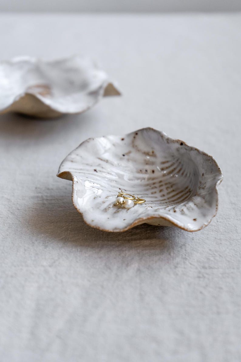 Handcrafted Ceramic Clay Seashell Jewellery Bowl Dish