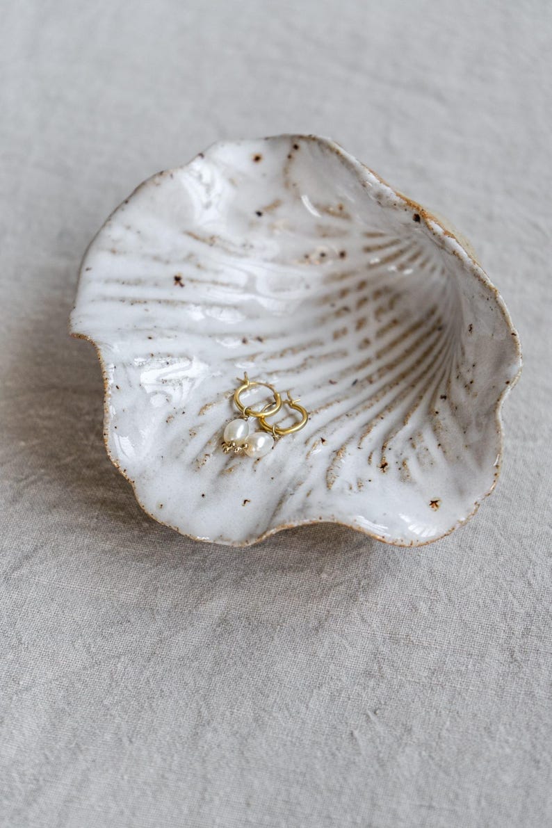 Handcrafted Ceramic Clay Seashell Jewellery Bowl Dish