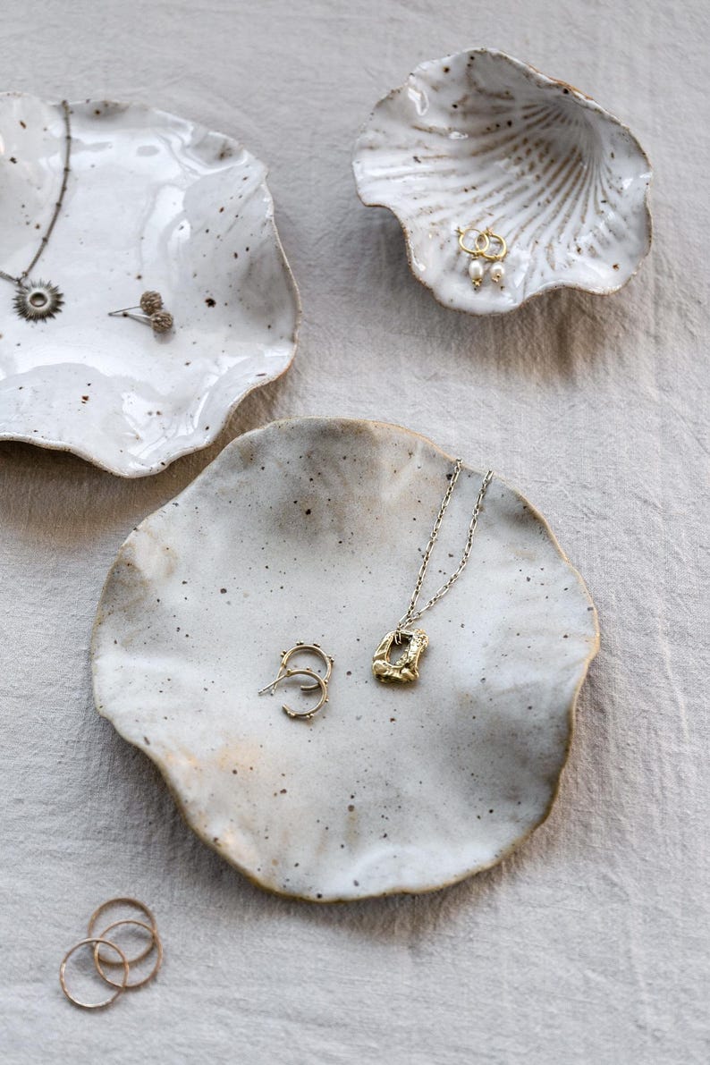 Handcrafted Ceramic Clay Seashell Jewellery Bowl Dish