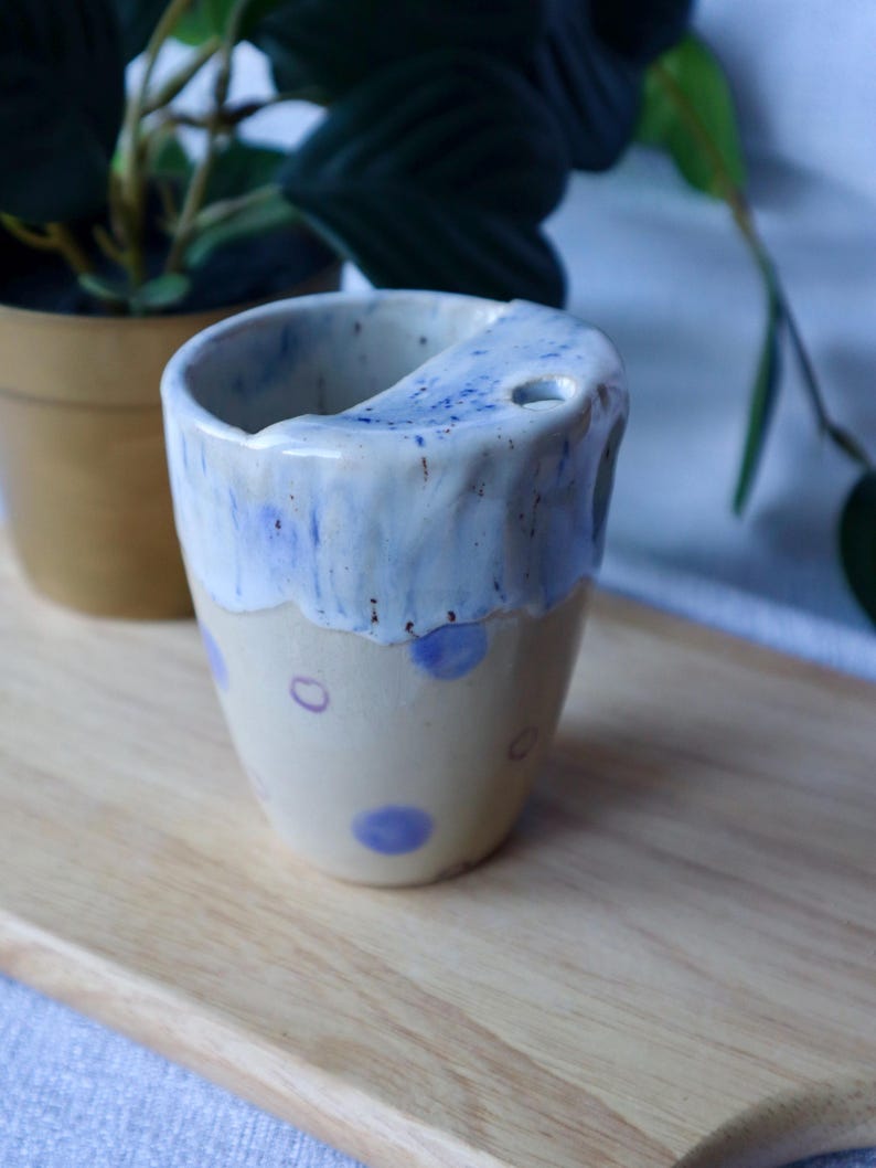Handmade Purple Ceramic Travel Cup / Tumbler
