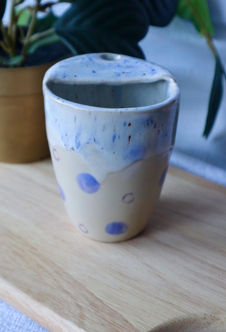 Handmade Purple Ceramic Travel Cup / Tumbler