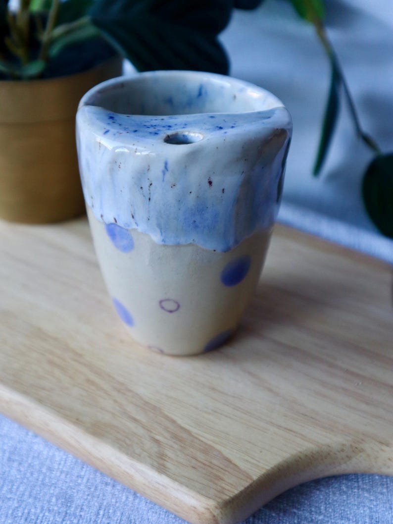 Handmade Purple Ceramic Travel Cup / Tumbler