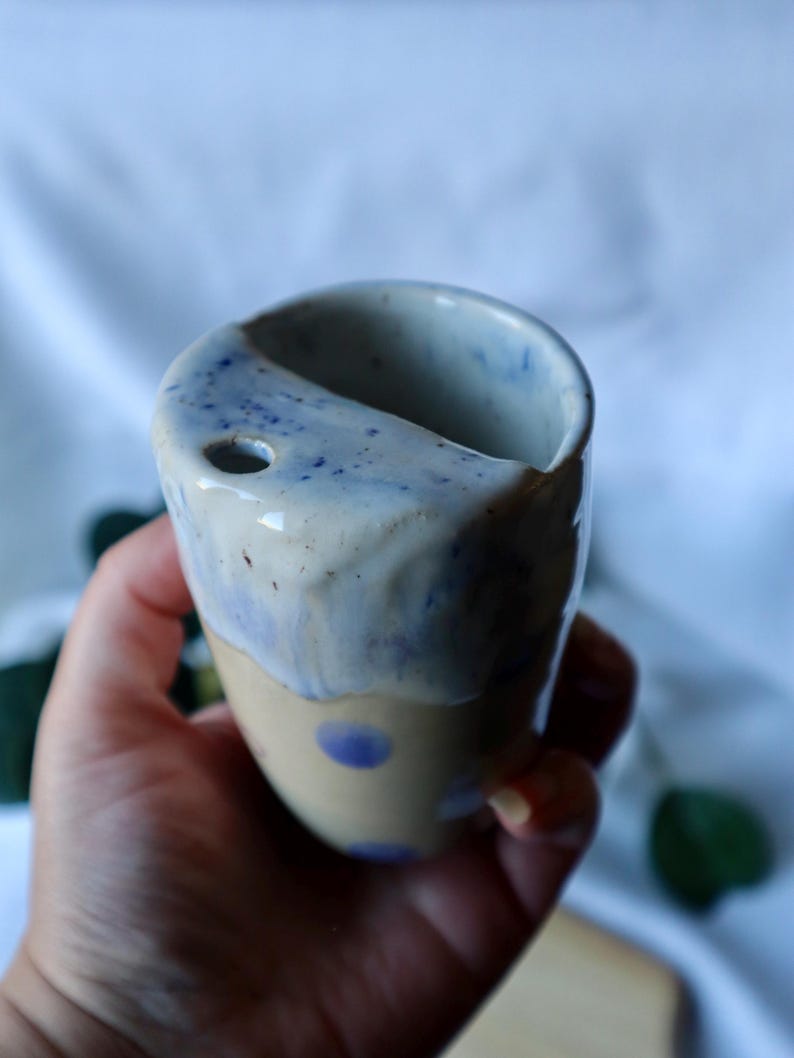 Handmade Purple Ceramic Travel Cup / Tumbler