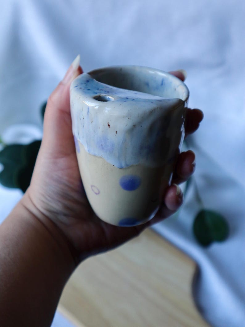 Handmade Purple Ceramic Travel Cup / Tumbler