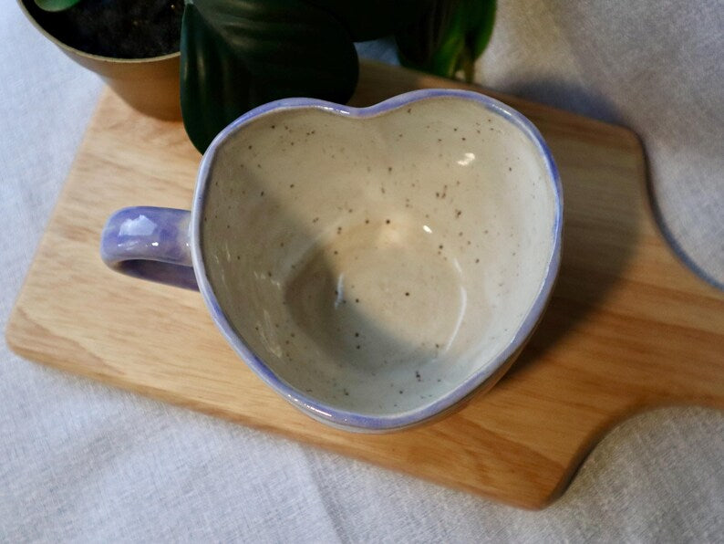 Handmade Large Ceramic Heart Mugs decorated in Love Hearts!