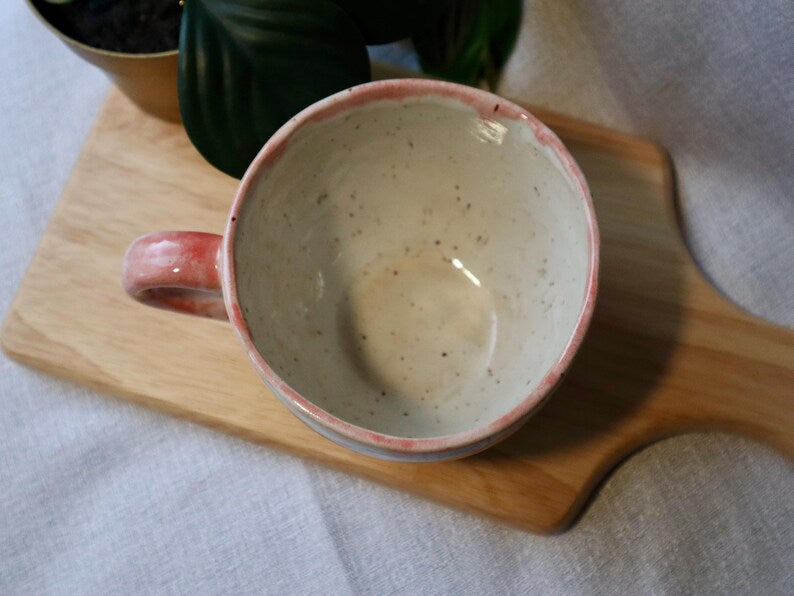 Handmade Large Ceramic Heart Mugs decorated in Love Hearts!
