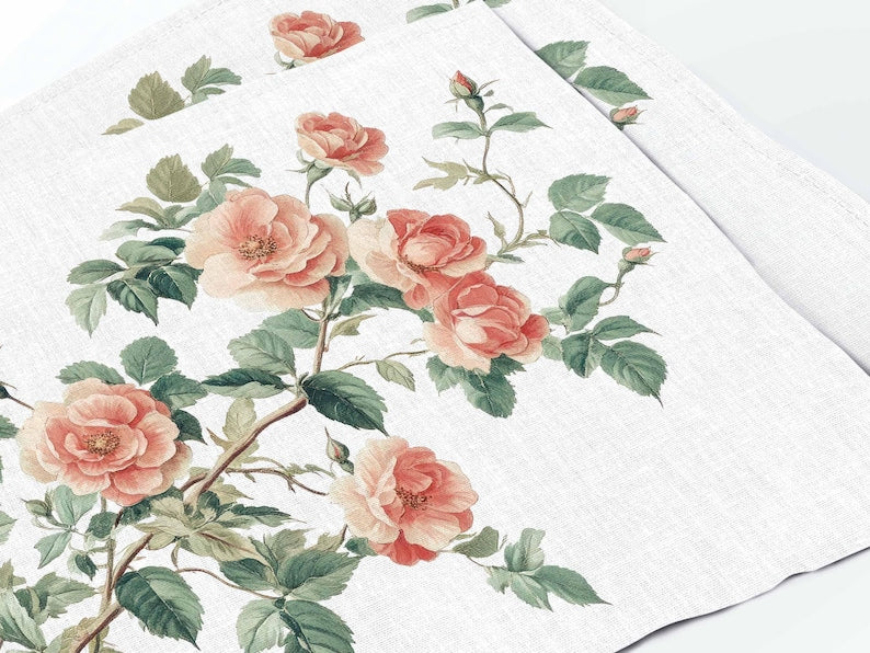 Wild Roses 100% Linen Placement Set | (6 Placemats)