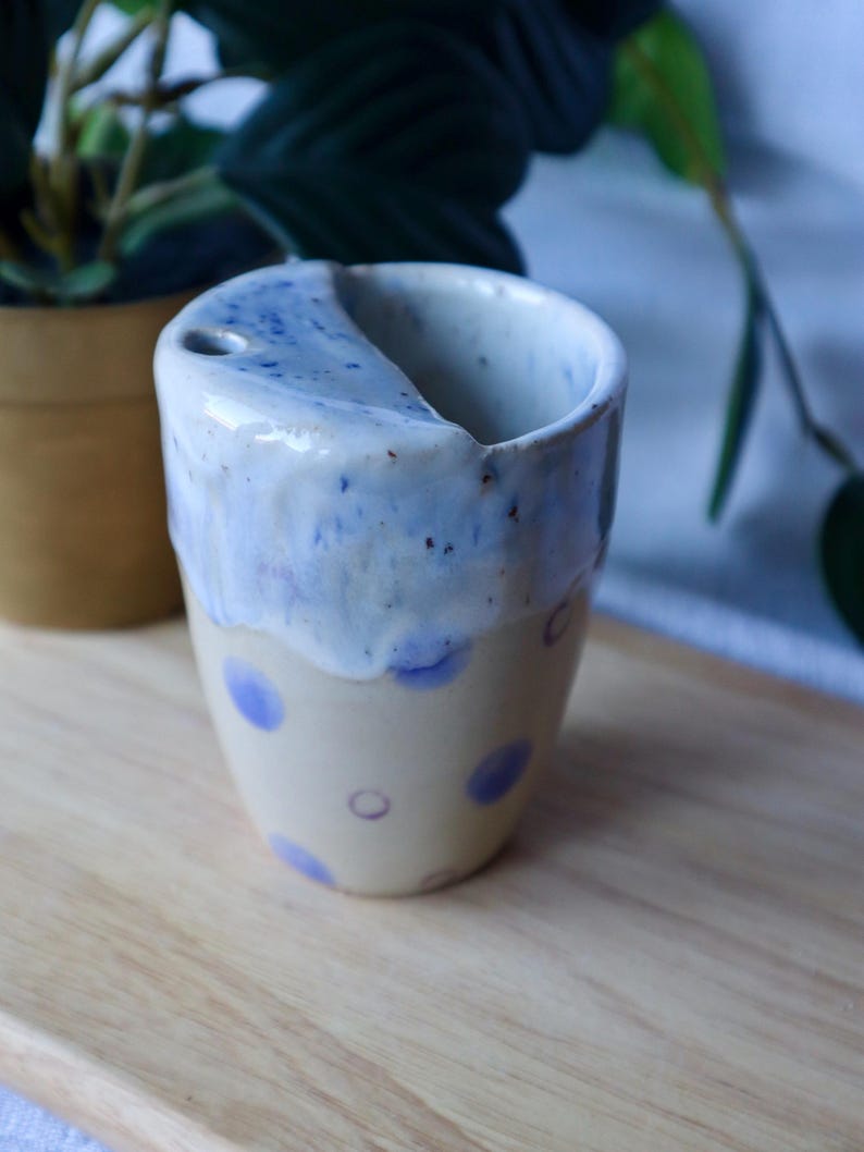 Handmade Purple Ceramic Travel Cup / Tumbler