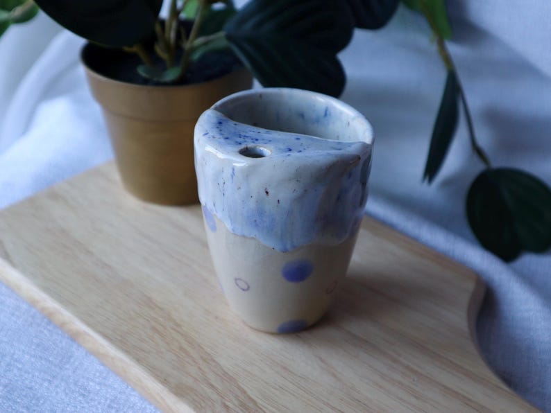 Handmade Purple Ceramic Travel Cup / Tumbler