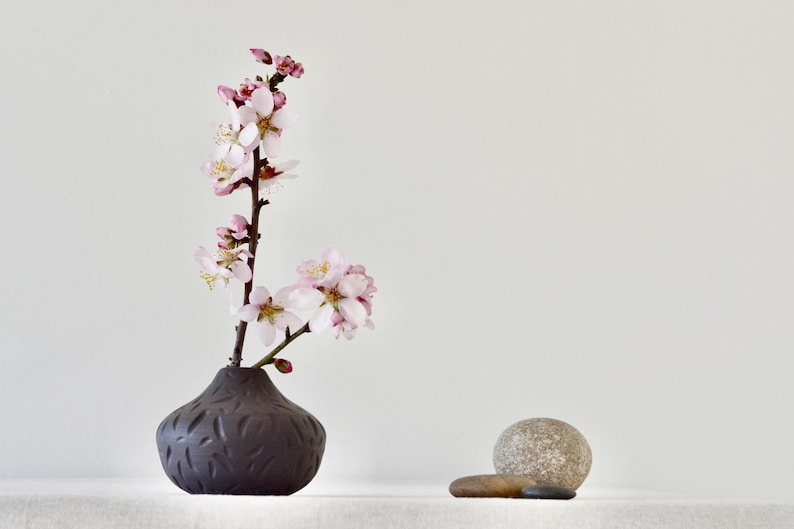Hand Carved Ceramic Black Porcelain Vase