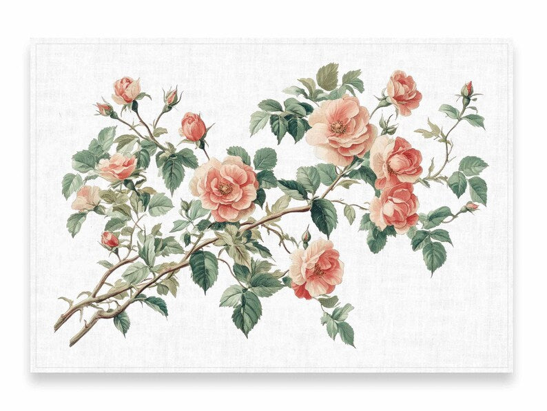 Wild Roses 100% Linen Placement Set | (6 Placemats)
