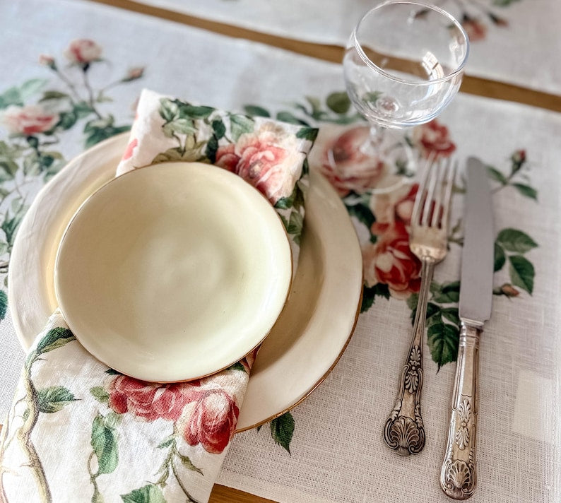 Wild Roses 100% Linen Placement Set | (6 Placemats)