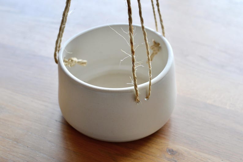 Hanging Ceramic Planter | White Flower Succulent Pot