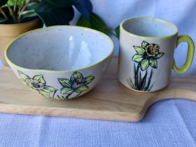 Small Imperfect Handmade Daffodil Ceramic Bowl