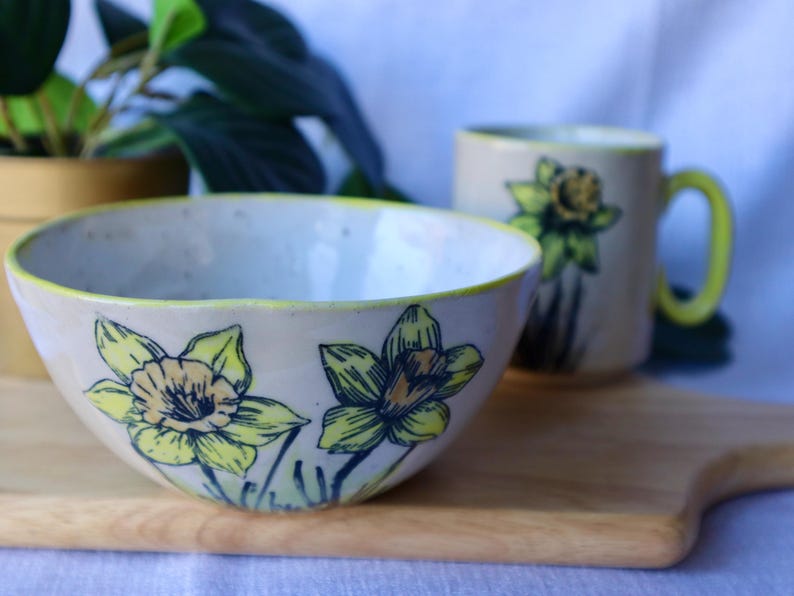 Small Imperfect Handmade Daffodil Ceramic Bowl