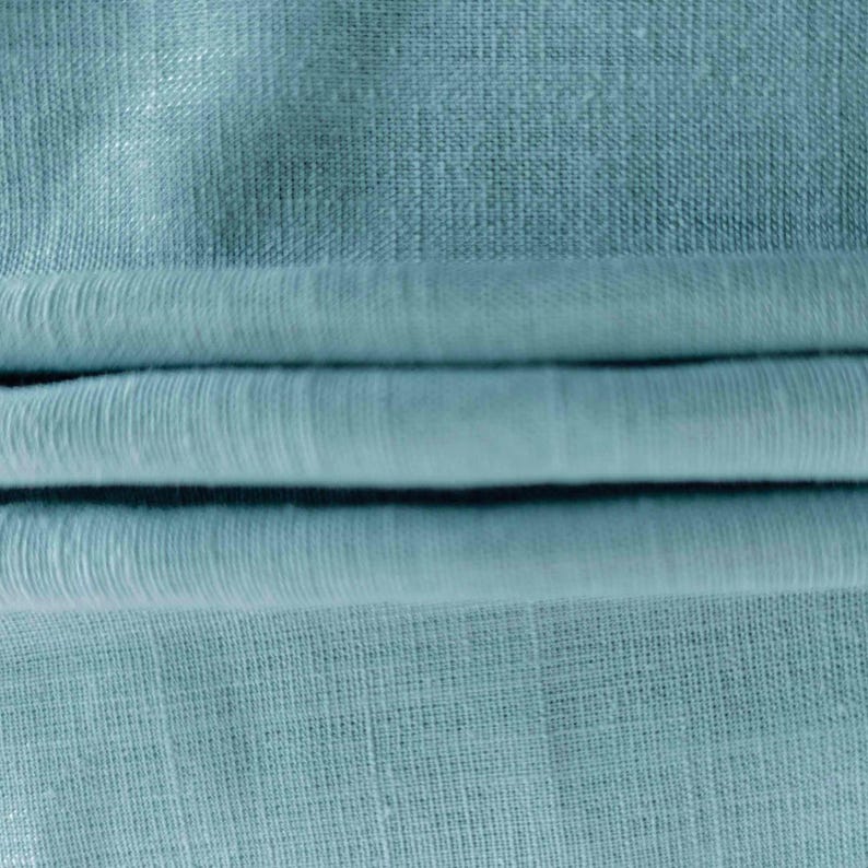 Minimalist Light Blue Linen Curtains for Bedroom Living Room