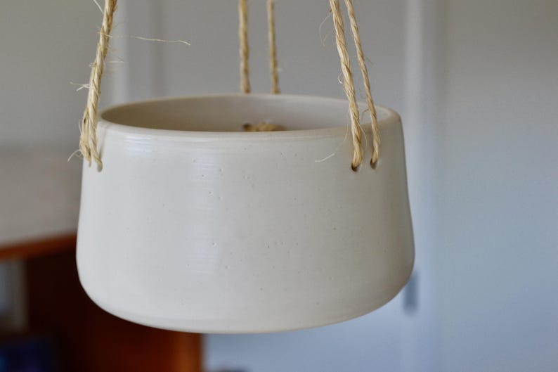 Hanging Ceramic Planter | White Flower Succulent Pot