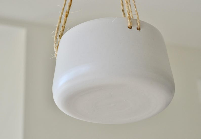 Hanging Ceramic Planter | White Flower Succulent Pot