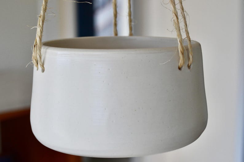 Hanging Ceramic Planter | White Flower Succulent Pot