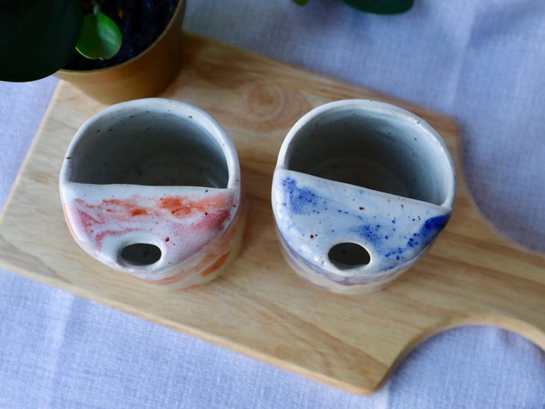 Handmade Floral Ceramic Travel Cup / Tumbler