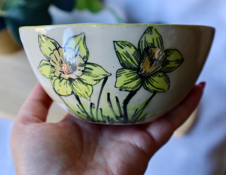 Small Imperfect Handmade Daffodil Ceramic Bowl