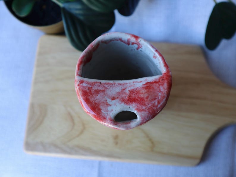 Large Tall Handmade Cherry Ceramic Travel Cup / Tumbler (Large)