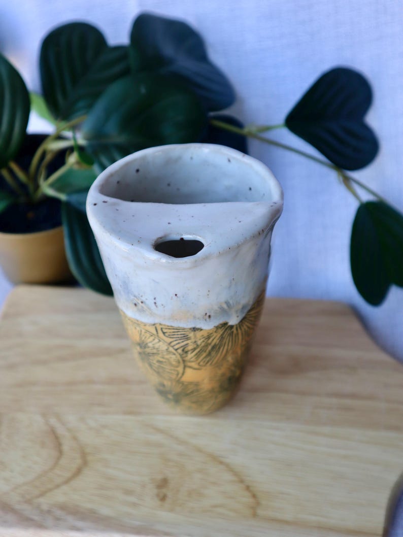 Handmade Large (Tall) Ceramic Travel Cup / Tumbler with Oranges