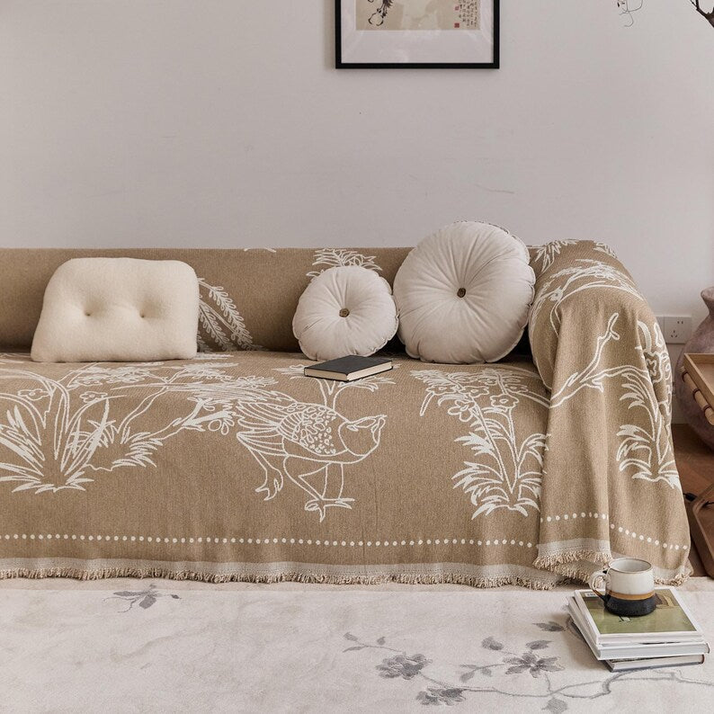 Reversible Chenille Sofa Cover – Oriental Jacquard Design