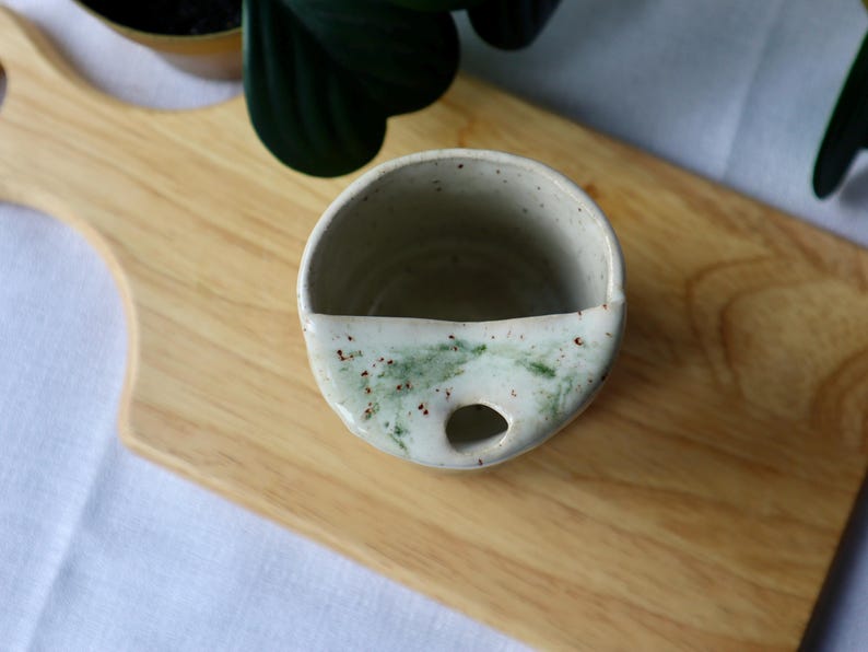 Handmade Ceramic Travel Cup / Tumbler with Green Florals