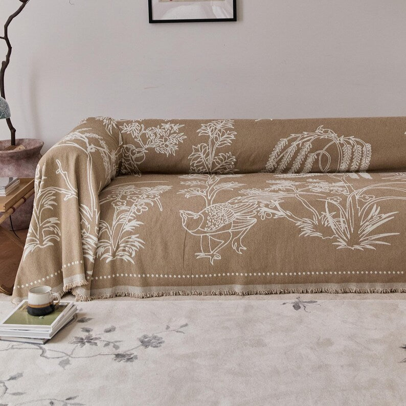Reversible Chenille Sofa Cover – Oriental Jacquard Design