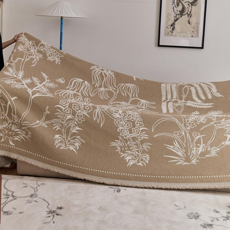 Reversible Chenille Sofa Cover – Oriental Jacquard Design