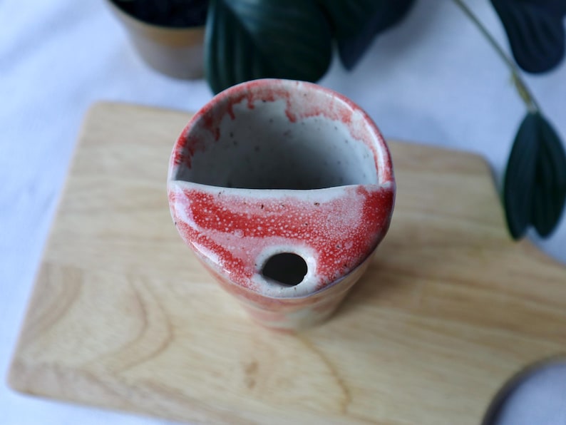 Floral Handmade Ceramic Red & Pink Travel Tumblers