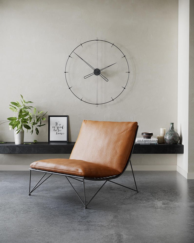 Large Minimalist Wall Clock - (All Black)