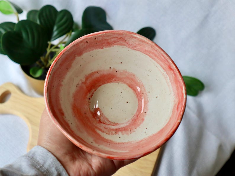 Handmade Small Wonky Cherry Ceramic Bowl - Handmade Ceramic