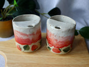 Handmade Strawberry Ceramic Travel Cups / Tumblers