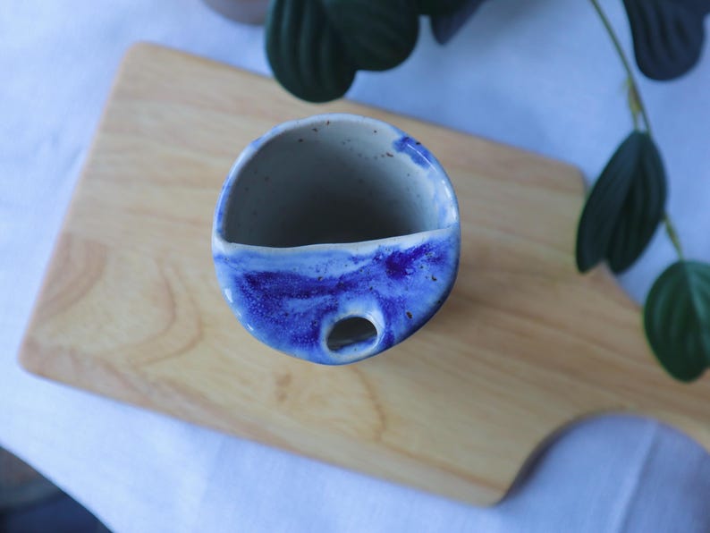 Blue Floral Handmade Ceramic Travel Cups/Tumblers