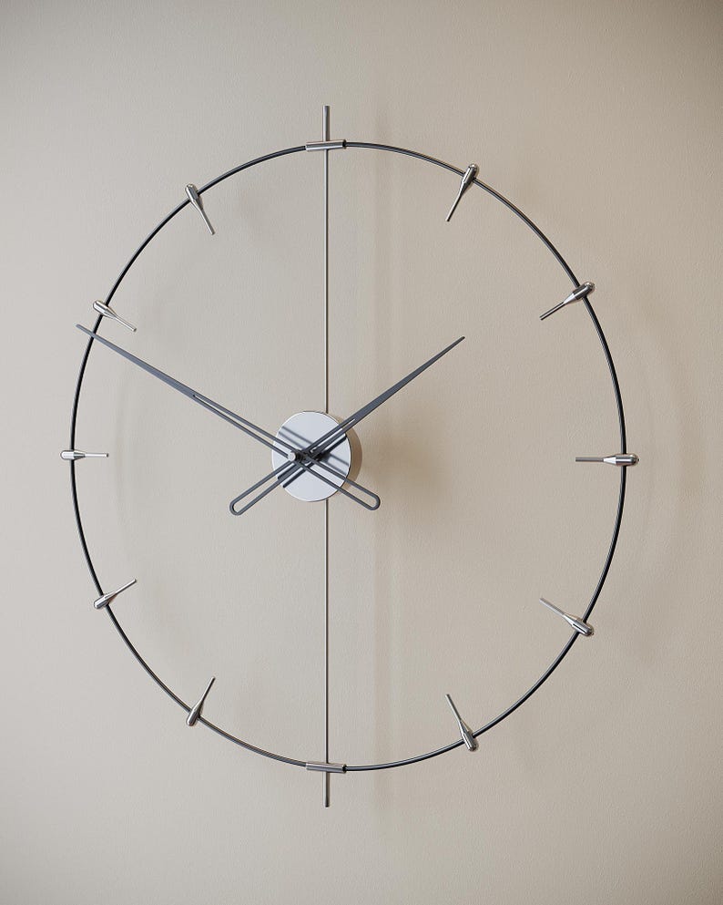 Large Minimalist Wall Clock - (All Black)