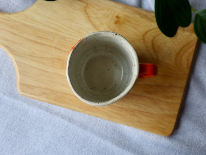 Handmade Small Ceramic Mug with Oranges *Slightly Warped