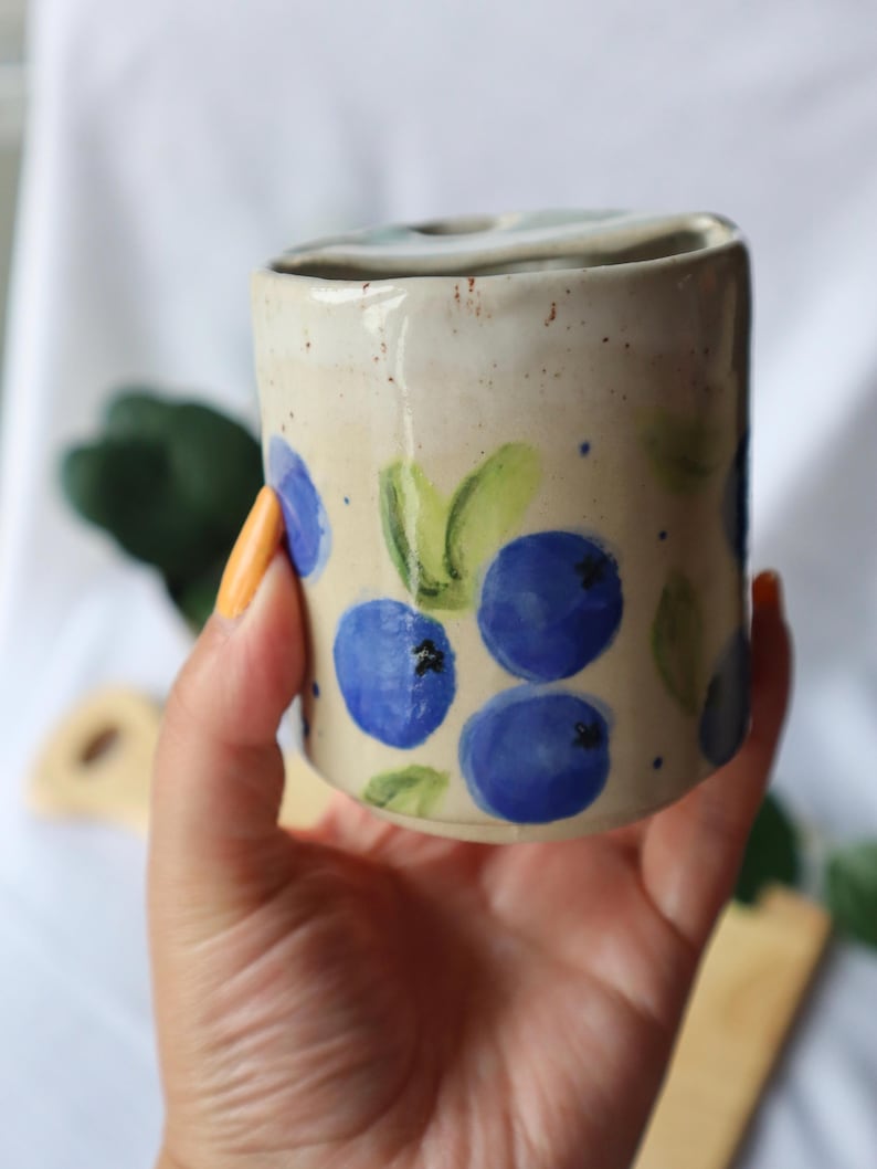 Handmade Blueberry Ceramic Travel Cup/Tumbler