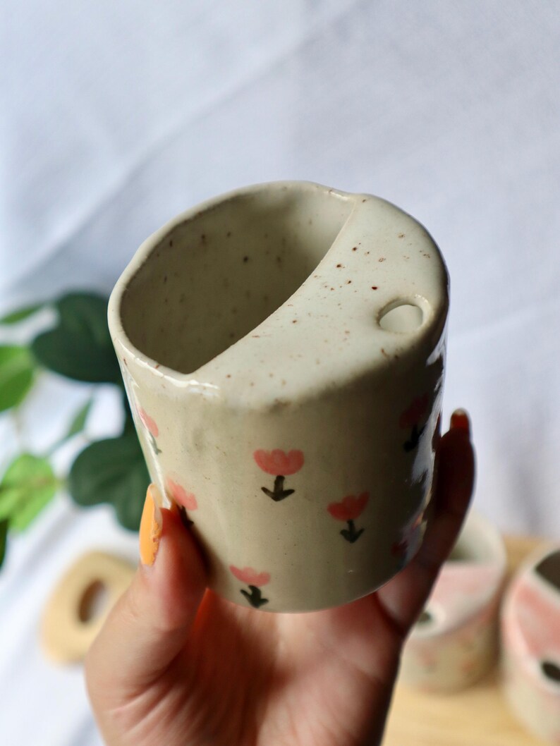 Handmade Ceramic Travel Cup/Tumbler with Tulips