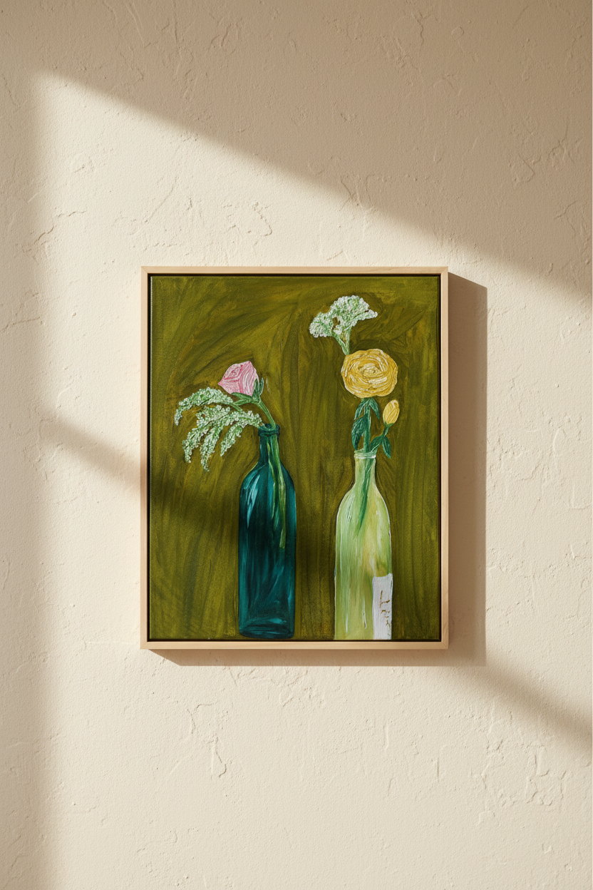 Blooming booze Painting I on a warm Portuguese plaster wall