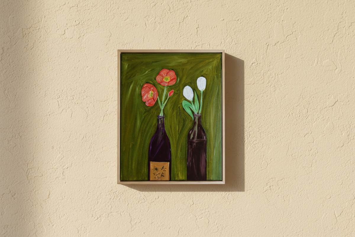 Blooming booze Painting II on a warm Portuguese plaster wall