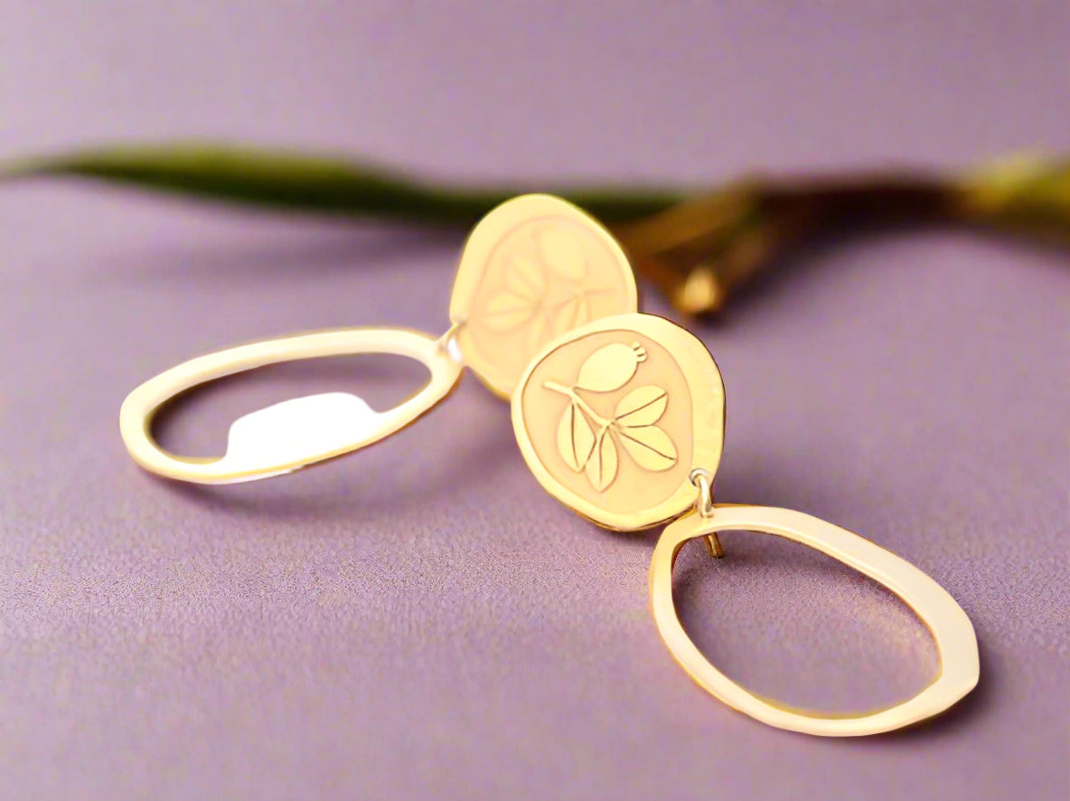 Gold Plated Engraved Earrings Arrayan