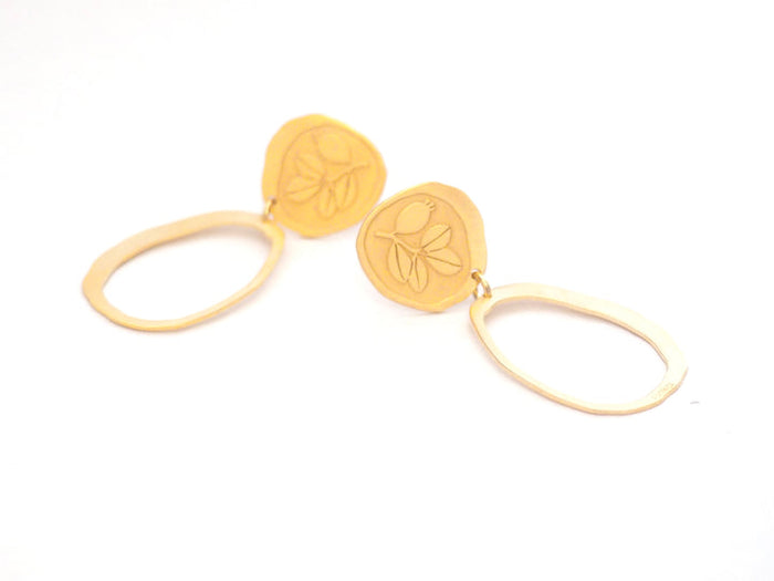 Gold Plated Engraved Earrings Arrayan
